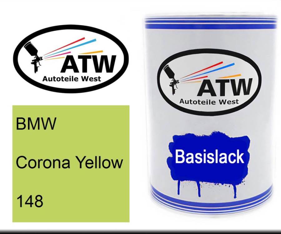 BMW, Corona Yellow, 148: 500ml Lackdose, von ATW Autoteile West.
